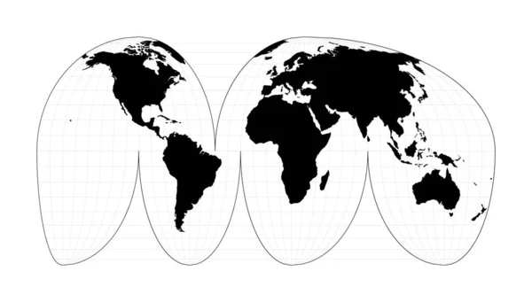 Wereldkaart Met Lengtegraadlijnen Goode 27S Onderbrak Mollweide Projectie Plan Wereldkaart — Stockvector