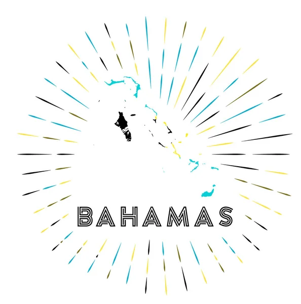 Insignia Bahamas Sunburst Cartel Del País Con Mapa Bahamas Con — Vector de stock