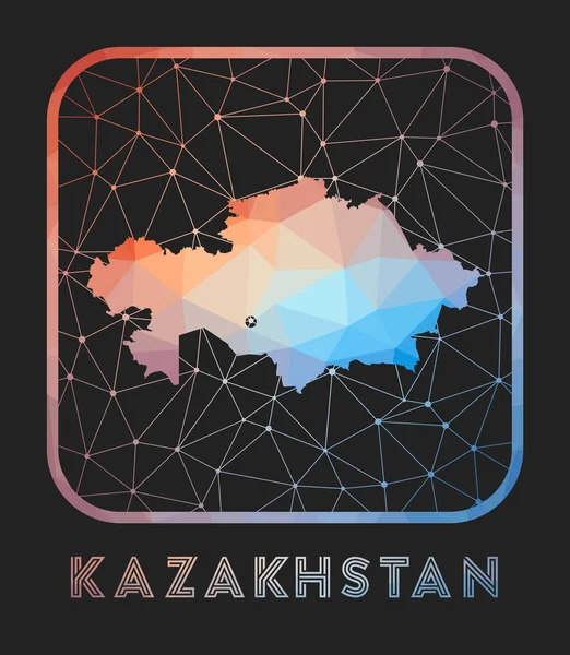 Kazakhstan Map Design Vector Low Poly Map Country Kazakhstan Icon — Stock Vector