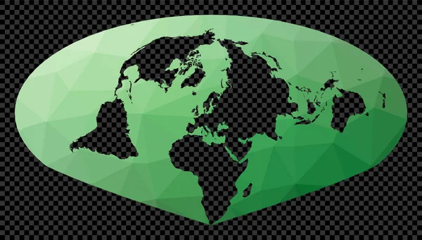 Absztrakt digitális térkép a világ Sinu Mollweide vetítés Poligonális térkép a világ átlátható — Stock Vector
