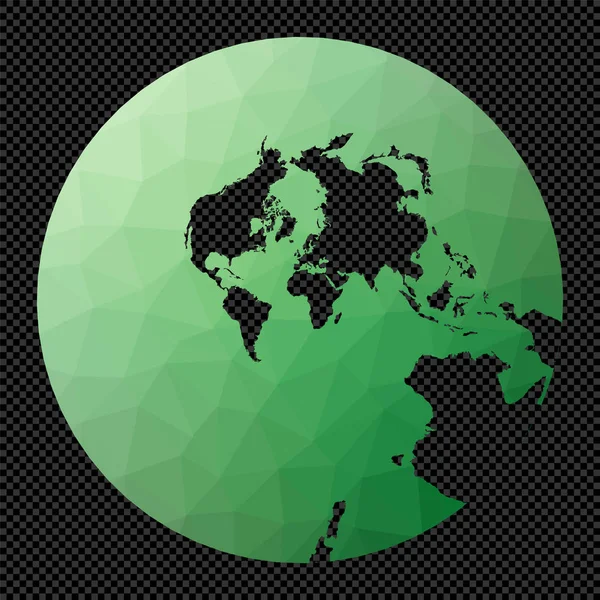 Геометрическая карта мира Стереографическая проекция Многоугольная карта мира на прозрачном фоне — стоковый вектор