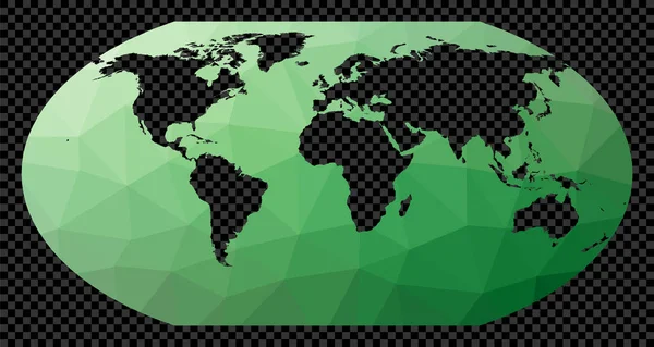 Polygonale kaart van de wereld op transparante achtergrond Wagner 6 projectie Polygonale kaart van de — Stockvector