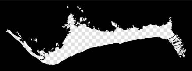 Grand Bahama 'nın Stencil haritası. Grand Bahama 'nın basit ve minimal şeffaf haritası. Adanın kesik şekli ile siyah dikdörtgen. Sanatsal vektör illüstrasyonu.