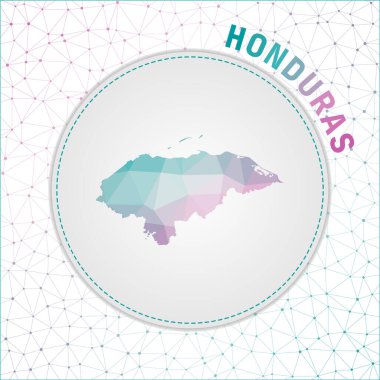 Çokgen Honduras haritasını yönlendir. Ağ ağ geçmişine sahip ülkenin haritası. Honduras illüstrasyon teknolojisi, internet, ağ, telekomünikasyon konsepti. Güzel vektör illüstrasyonu.