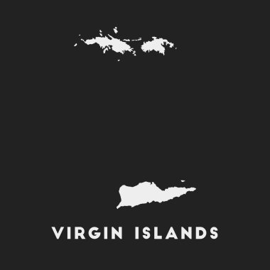 Virgin Adaları ikonu. Karanlık arka planda ada haritası. Adayı gösteren Virgin Adaları haritası. Vektör illüstrasyonu.