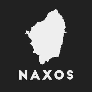 Naxos ikonu. Karanlık arka planda ada haritası. Naxos haritasında ada adı var. Vektör illüstrasyonu.