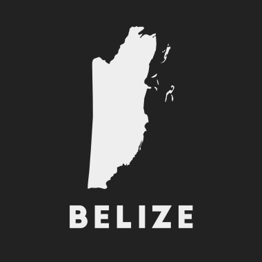 Belize ikonu. Karanlık arka plandaki ülke haritası. Ülke adına sahip şık bir Belize haritası. Vektör illüstrasyonu.