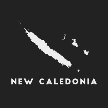 Yeni Caledonia ikonu. Karanlık arka plandaki ülke haritası. Stylish New Caledonia haritası ve ülke adı. Vektör illüstrasyonu.