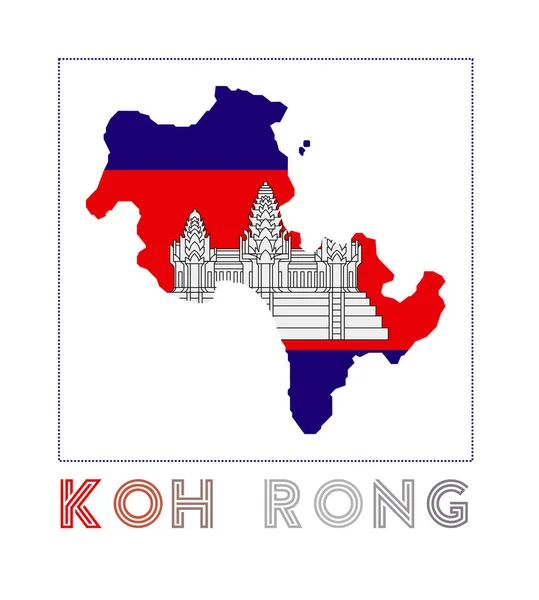 Logo Koh Rong Mapa Koh Rongu Názvem Ostrova Vlajkou Moderní — Stockový vektor