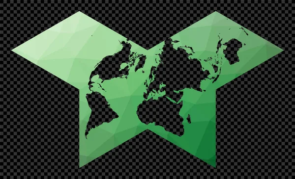 Geometrische Wereldkaart Polyhedrale Collignon Projectie Polygonale Wereldkaart Transparante Achtergrond Sjabloon — Stockvector