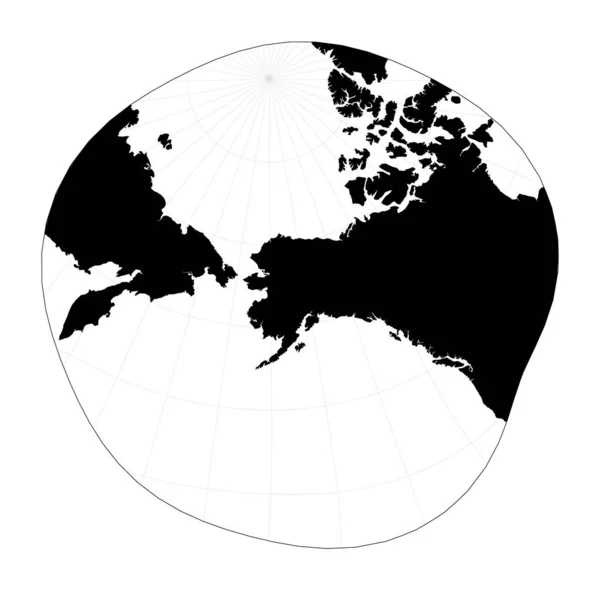 World Map Longitude Lines Modified Stereographic Projection Alaska Plan World — Stockvektor