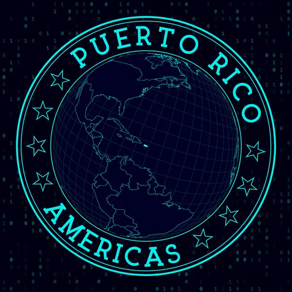 Puerto Rico Sign Futuristic Satelite View World Centered Puerto Rico — стоковый вектор