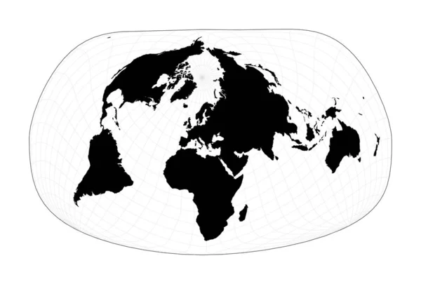 Vector World Map Jacques Bertin 27S 1953 Projection Plan World — стоковый вектор