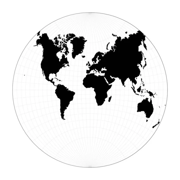 Eps10 Vector World Map Inglés Proyección Van Der Grinten Planifique — Vector de stock