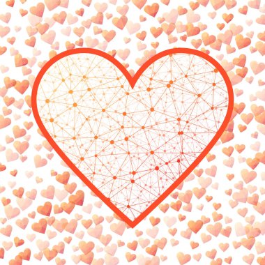 Cyber Heart Geometric heart mesh in yellow orange red color shades yellow orange red connections