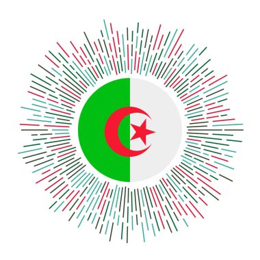 Algeria sign Country flag with colorful rays Radiant sunburst with Algeria flag Vector