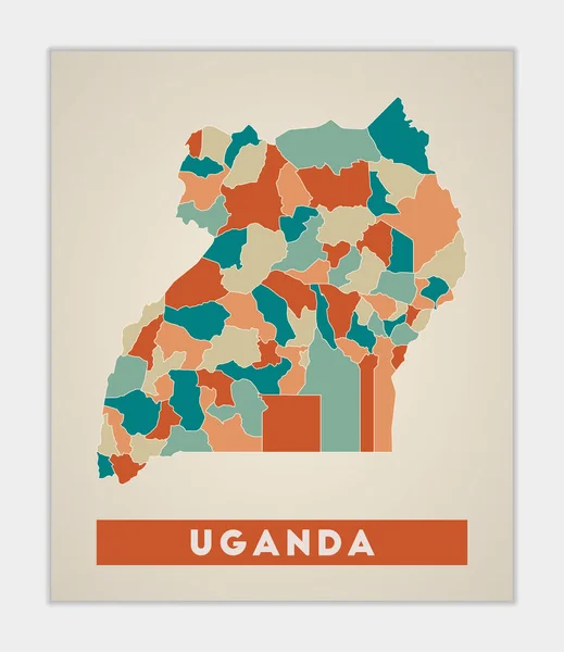 Uganda Poster Map Country Colorful Regions Shape Uganda Country Name —  Vetores de Stock