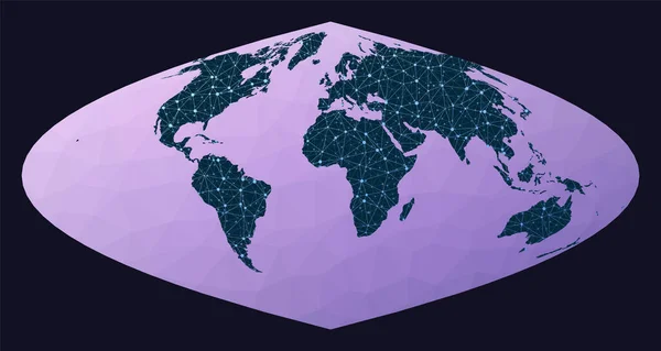 Mappa del mondo connessione Craster proiezione parabolica Mappa della rete mondiale Mappamondo cablato a Craster — Vettoriale Stock