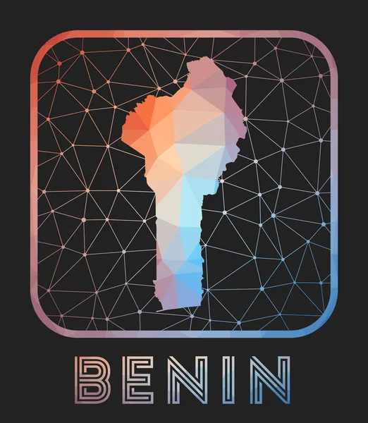 Benin map design Vector low poly map of the country Icono de Benín en estilo geométrico El país — Vector de stock