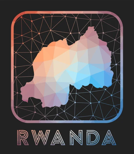 Ruanda map design Vector low poly map of the country Ícone de Ruanda em estilo geométrico O país — Vetor de Stock