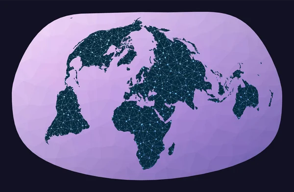 Illustration du réseau mondial Jacques Bertins 1953 projection Carte du réseau mondial — Image vectorielle