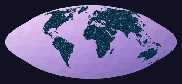 Illustration of global network Pseudocylindrical equalarea Goode homolosine projection World — 图库矢量图片