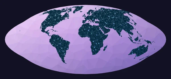 Illustration of global network Pseudocylindrical equalarea Goode homolosine projection World — ストックベクタ