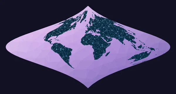 Карта Интернет и глобальных соединений Foucauts стереографический эквивалент проекции Всемирная сеть — стоковый вектор