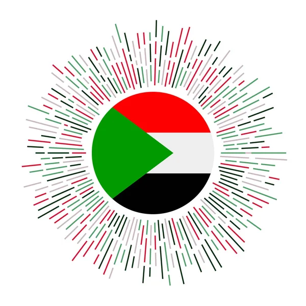 Знак Судана Флаг страны с яркими лучами Вспышка солнца с векторной иллюстрацией флага Судана — стоковый вектор
