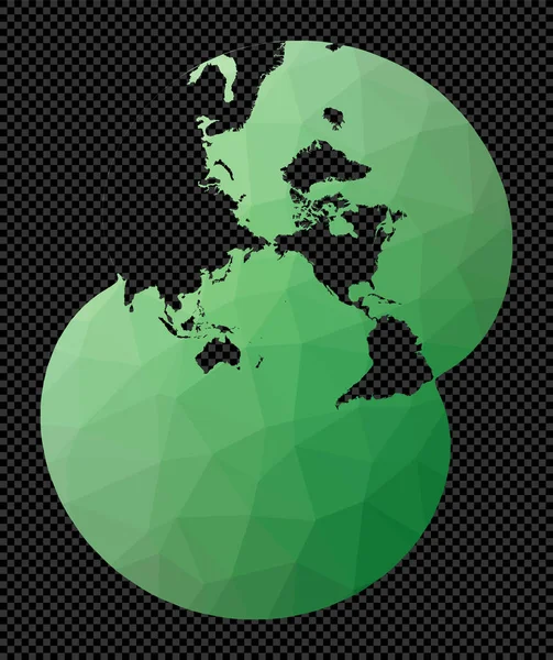 Mappa del mondo geometrica Proiezione stereografica modificata di Lee Mappa poligonale del mondo su — Vettoriale Stock