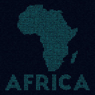 Africa tech map. Continent symbol in digital style. Cyber map of Africa with continent name. Amazing vector illustration.