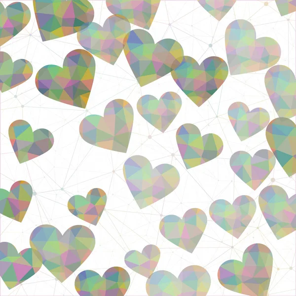 Low Poly Hearts Polygonal Hearts Vivid Colors Appealing Digital Design — Vetor de Stock