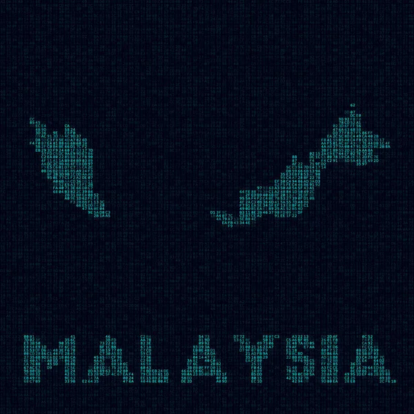 Malaysia Tech Map Country Symbol Digital Style Cyber Map Malaysia — Archivo Imágenes Vectoriales