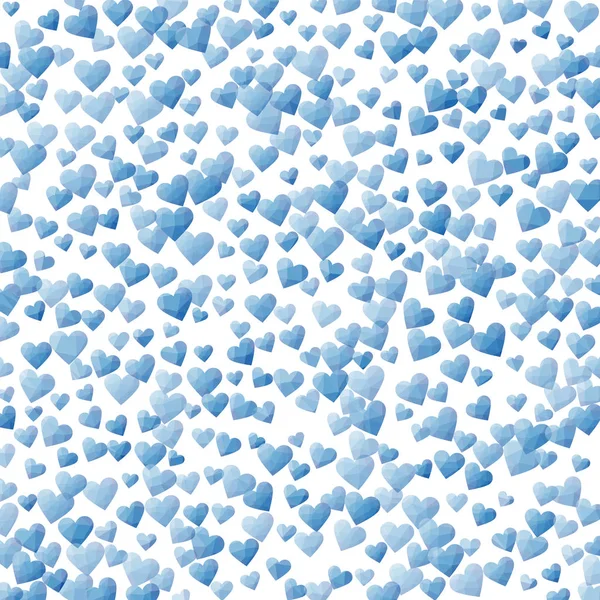 Corações geométricos Azul corações poligonais em estilo diamante Baixo fundo corações poli vetor legal — Vetor de Stock