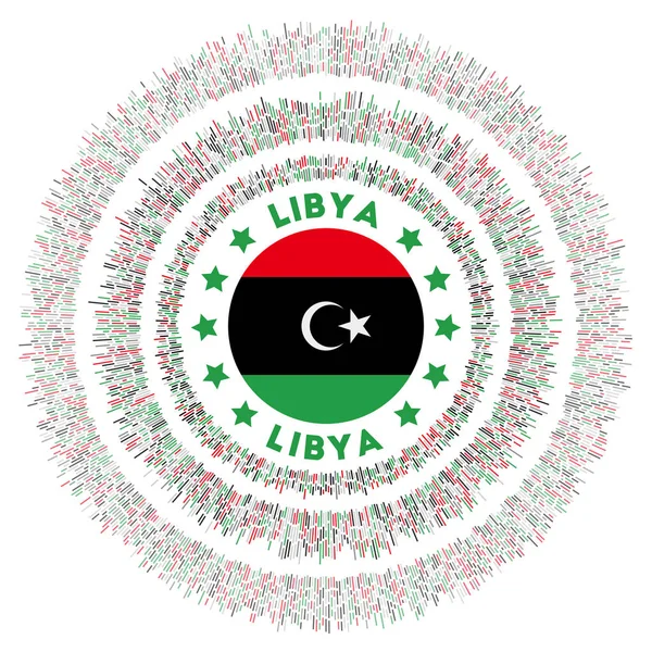 Símbolo de Libia Bandera de país radiante con rayos de colores Estallido de sol brillante con bandera de Libia Creative — Archivo Imágenes Vectoriales