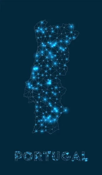 Portugal network map Abstract geometric map of the country Internet connections and — стоковий вектор