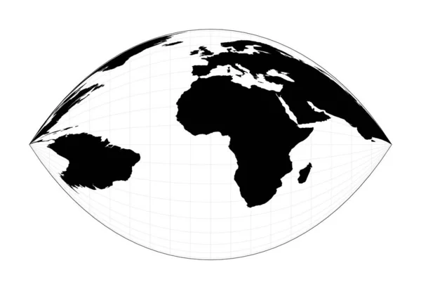 Мировая Форма Ретроазимутальная Проекция Крейга План Географической Карты Мира Graticlue — стоковый вектор