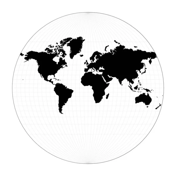 Kaart Van Wereld Illustratie Van Der Grinten Iii Projectie Plan — Stockvector