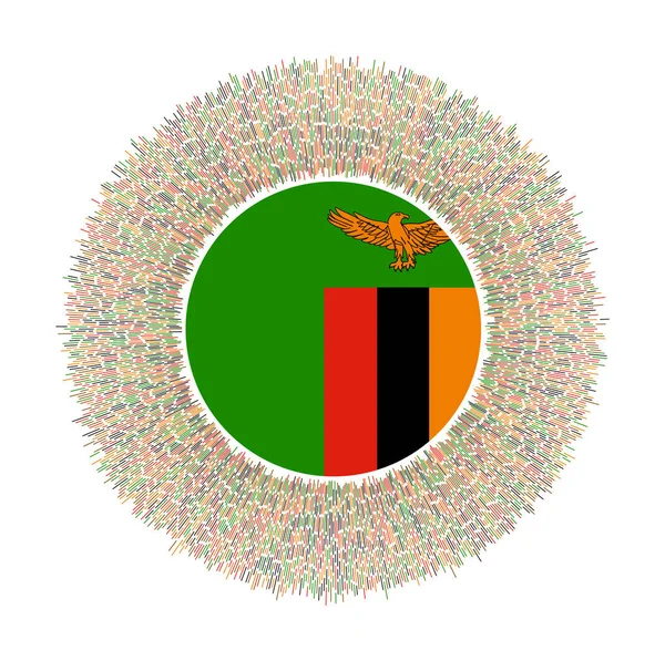Flag Zambia Colorful Rays Radiant Country Sign Shiny Sunburst Zambia —  Vetores de Stock