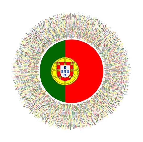 Flag Portugal Colorful Rays Radiant Country Sign Shiny Sunburst Portugal — Stockvector