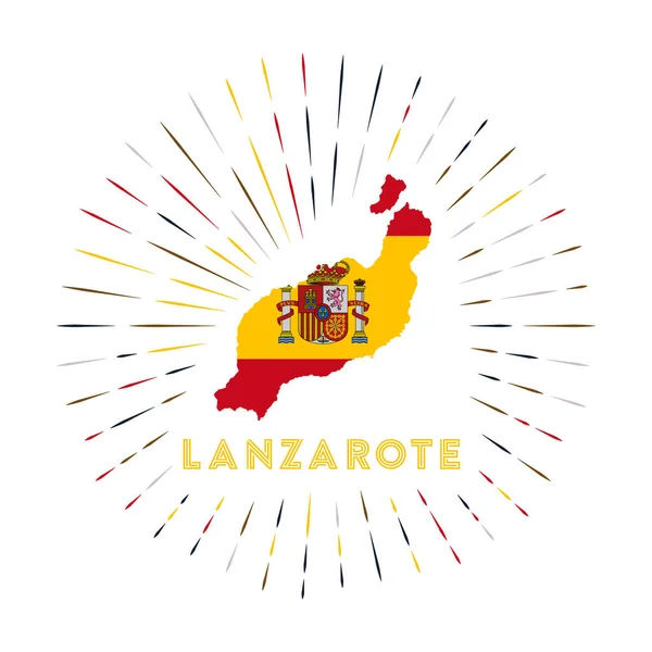 Distintivo Lanzarote Sunburst Ilha Assina Com Mapa Lanzarote Com Bandeira —  Vetores de Stock