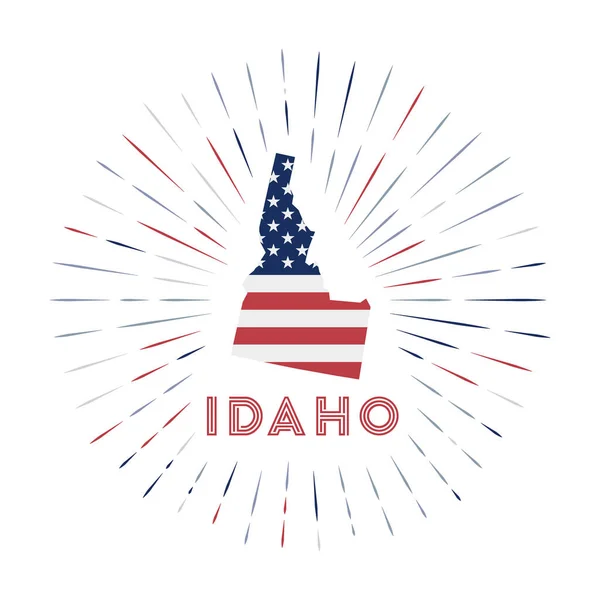 Idaho Sunburst Badge State Sign Map Idaho American Flag Colorful — Διανυσματικό Αρχείο