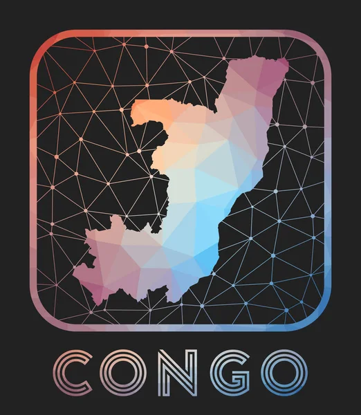 Congo Map Design Vector Low Poly Map Country Congo Icon — Vetor de Stock