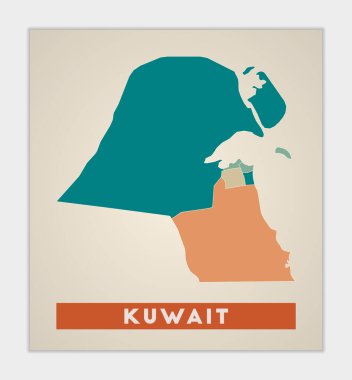 Kuwait poster. Map of the country with colorful regions. Shape of Kuwait with country name. Attractive vector illustration.