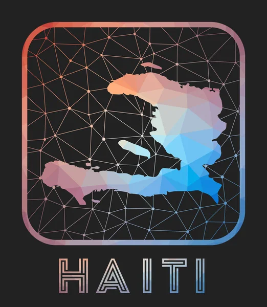 海地地图的设计 国家的矢量图低 海地的几何图形 深色背景下具有多边形梯度和网格的国家形状 — 图库矢量图片