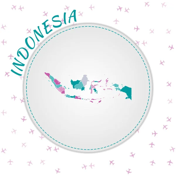 Σχέδιο Χάρτη Ινδονησίας Χάρτης Της Χώρας Περιοχές Σμαραγδένια Αμέθυστο Χρωματική — Διανυσματικό Αρχείο