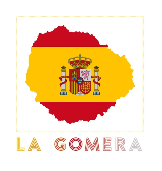Gomera Logosu Gomera Nın Ada Adı Bayraklı Haritası Otantik Vektör — Stok Vektör
