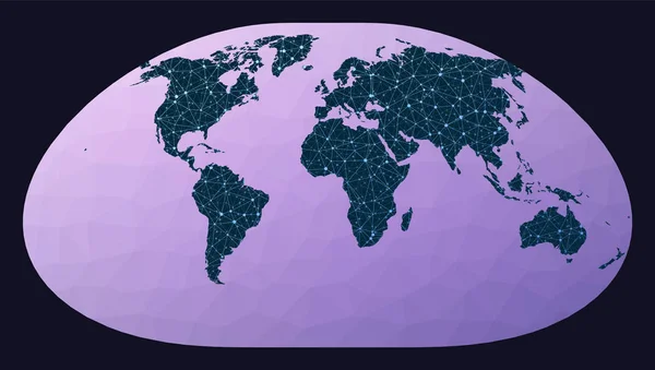 Red Global Proyección Loximutal Mapa Red Mundial Globo Con Cable — Archivo Imágenes Vectoriales