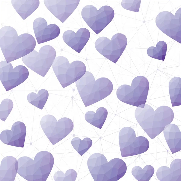 Valentine Day Background Hearts Polygonal Hearts Purple Colors Artistic Digital — Vetor de Stock