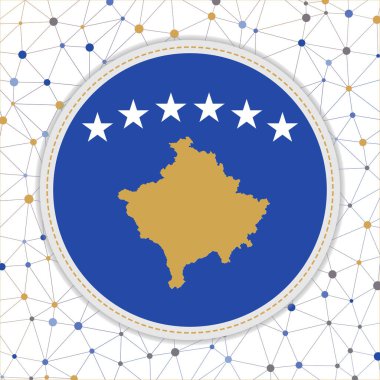 Flag of Kosovo with network background. Kosovo sign. Classy vector illustration.